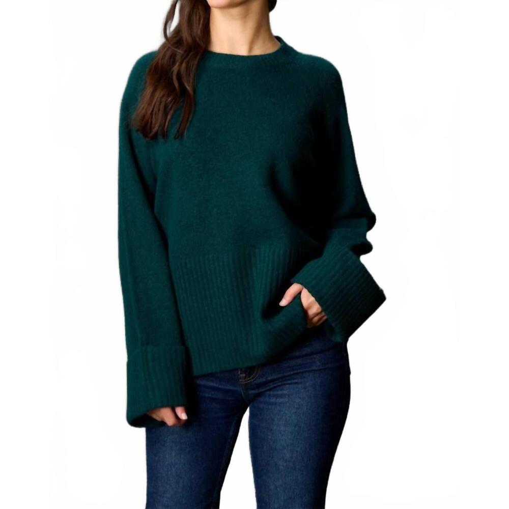 NEW BEFORE YOU COLLECTION ashton wide sleeve with folded cuff sweater in forest
